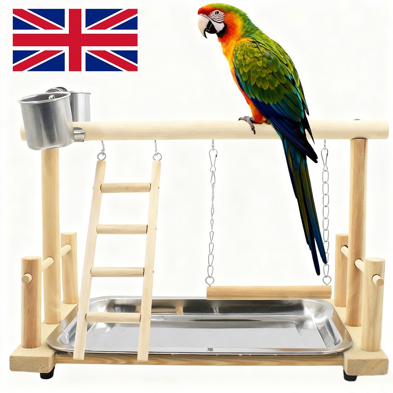 Parrot Playstand Bird Plays Stand Cockatiel Playground Wooden Perch Gym Play