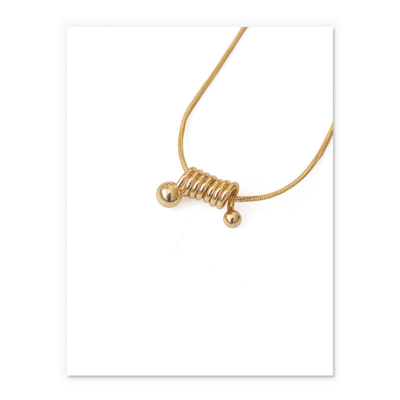 Minimalist Thread Pendant Necklace Female Geometric Cold Wind Brass Gold Plated