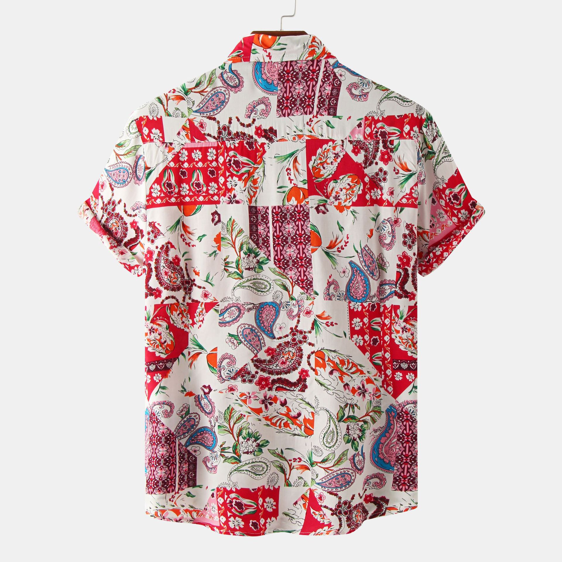 Title 3, Camisa floral de manga curta masculina casual, ...