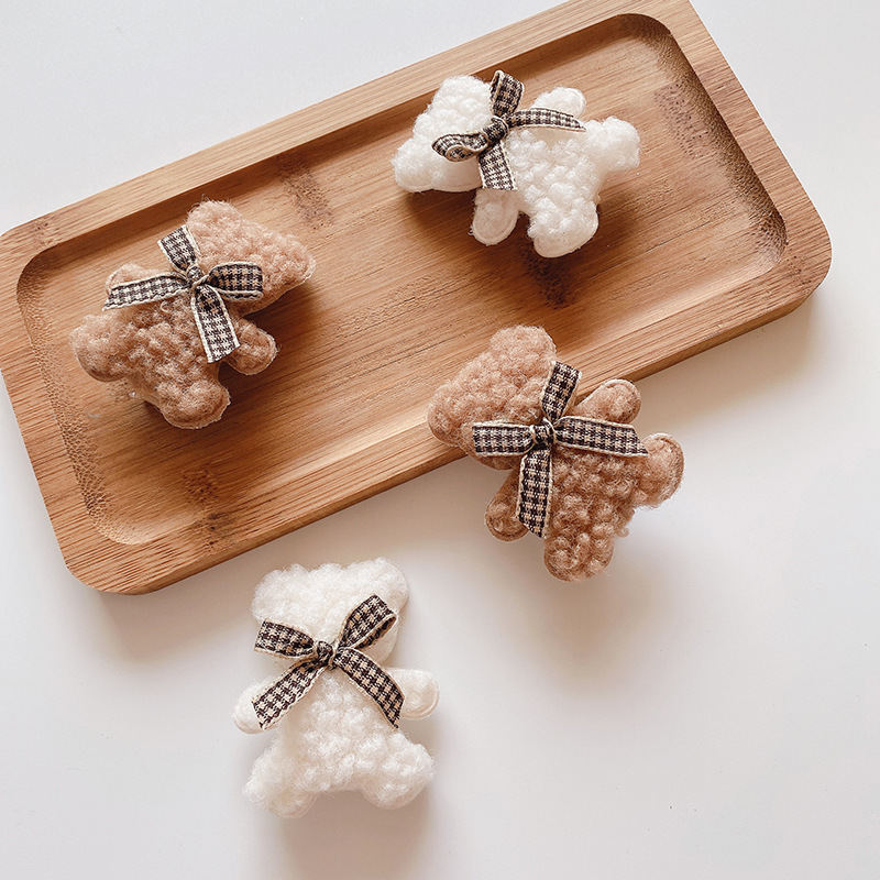 Autumn And Winter Cute Milk Coffee Color Plush Bear Edge Clip