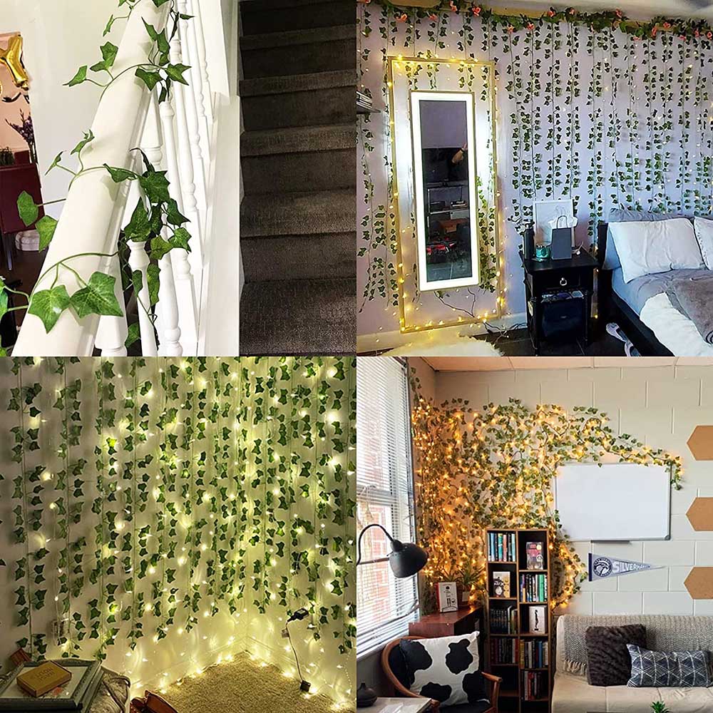 1-12PCS Artificial Ivy Garland Decorations Leaves Fake Vine Hanging String — image 7