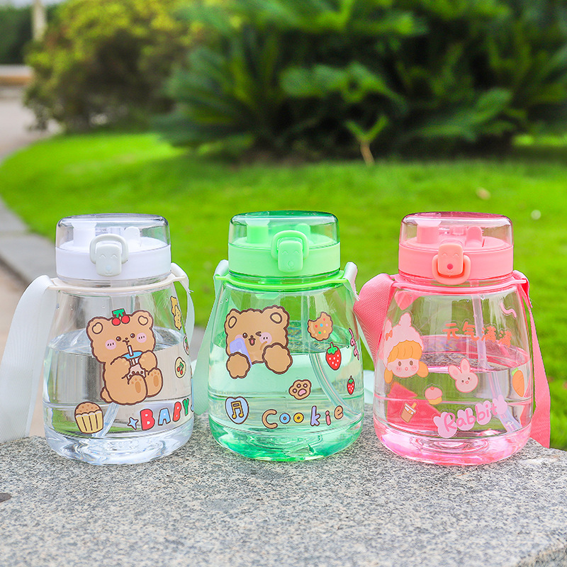Summer Heat-resistant Cartoon Double-drinking Plastic Cup