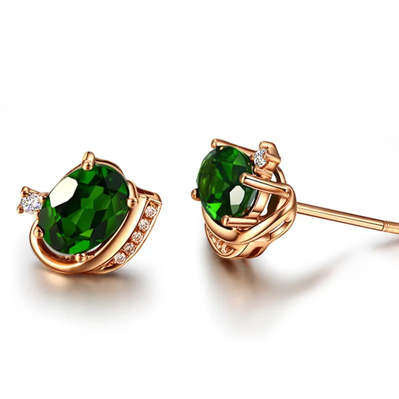 Emerald Treasure Stud Earrings Vintage Green Tourmaline