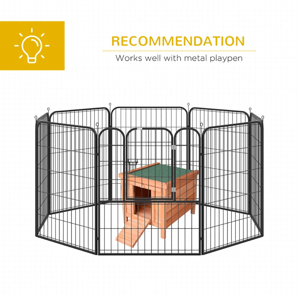 Small Wooden Rabbit Hutch Bunny Cage Guinea Pig Cage Duck House Dog House With Openable & Waterproof Roof, For Rabbits, Chickens, Ducks, Natural