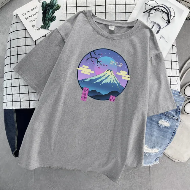 Ladies Short Sleeve Round Neck T Shirt Grey - Shop at LoveMi