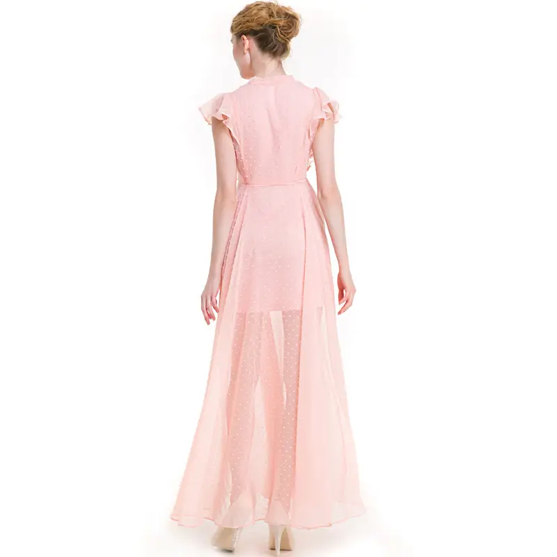 Round Neck Solid Color Sleeveless Sweet Slim Fit Chiffon Dress