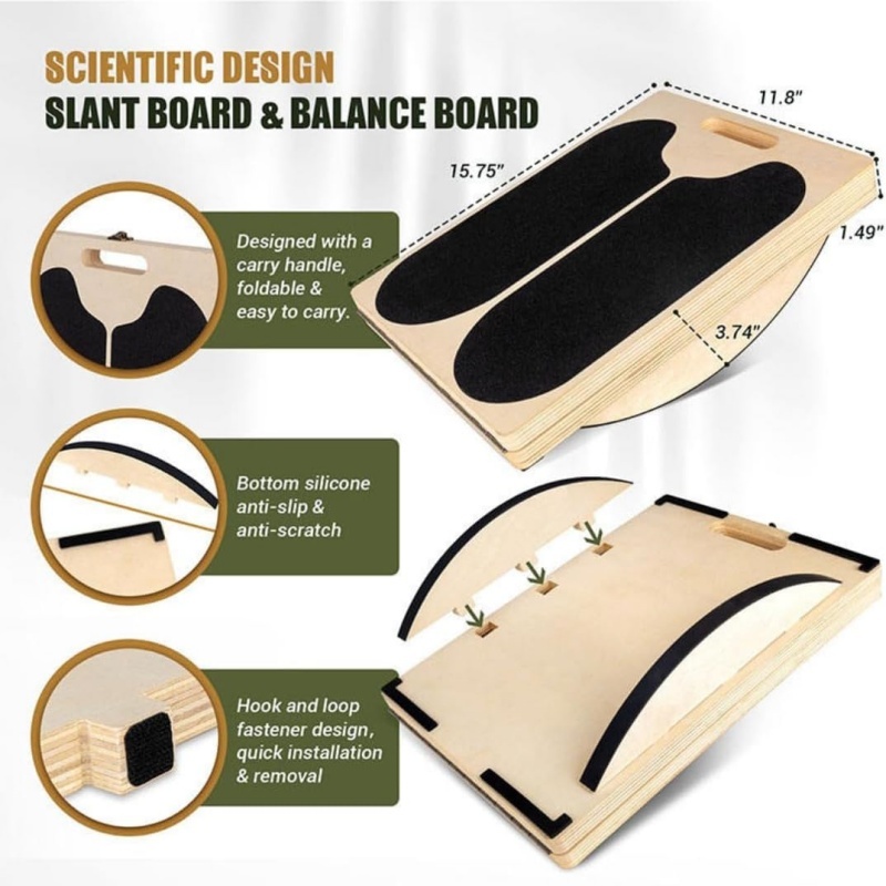 2-in-1 Adjustable Non-Slip Calf & Hamstring Stretcher For Heel Elevated Squat
