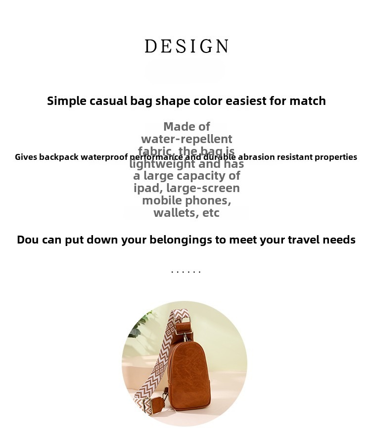 Women Chest Bag Sling Bag, Guitar Strap Small Crossbody Pu Leather Satchel Daypack