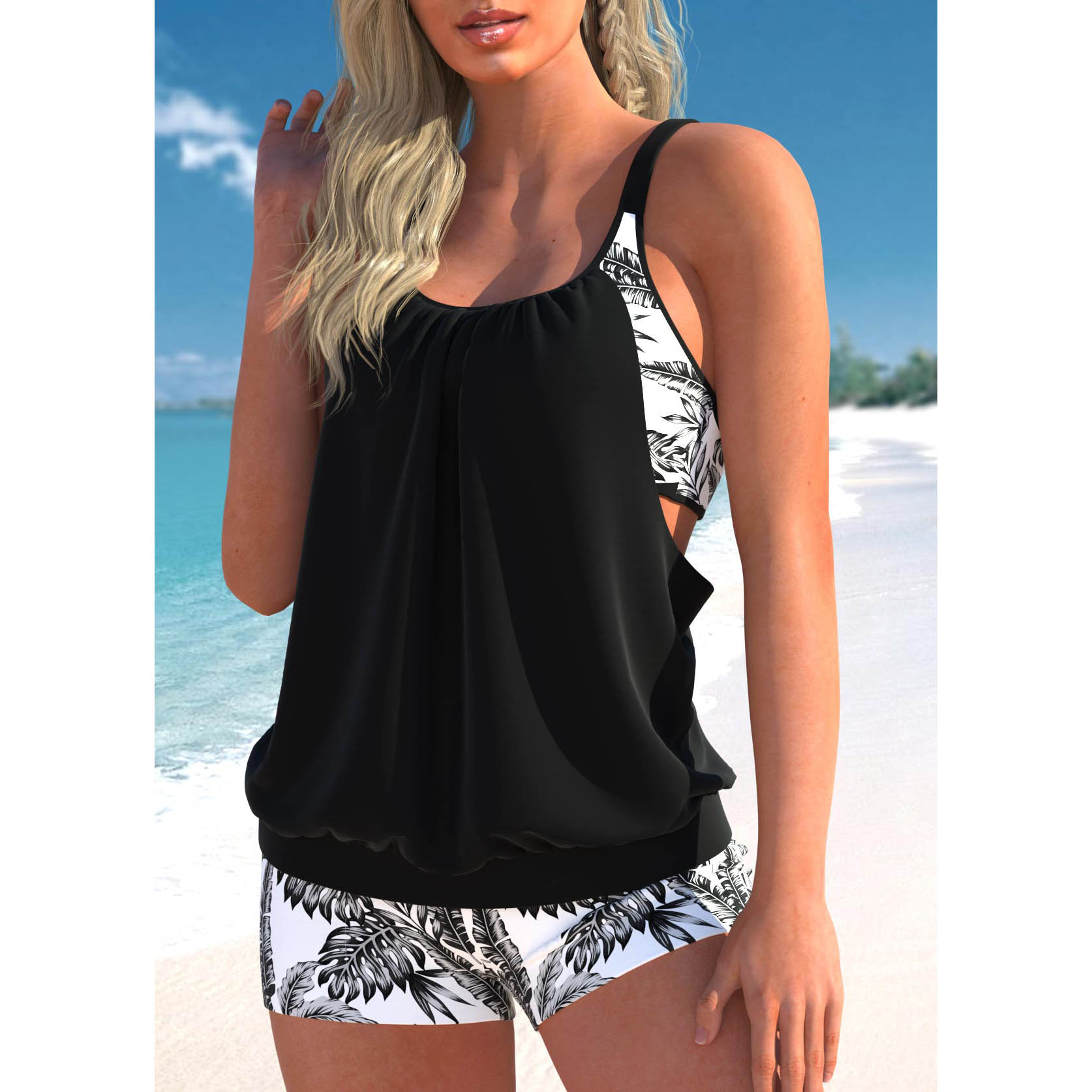 Women’s Summer 2 Piece Bathing Suit Summer Shirt And Short Set