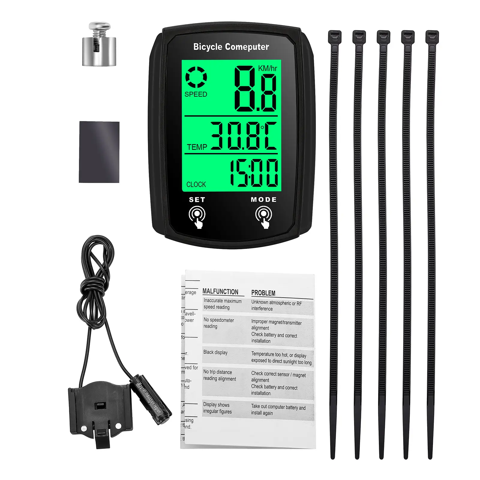 Touch Screen Bicycle Wired Code Meter Speedometer