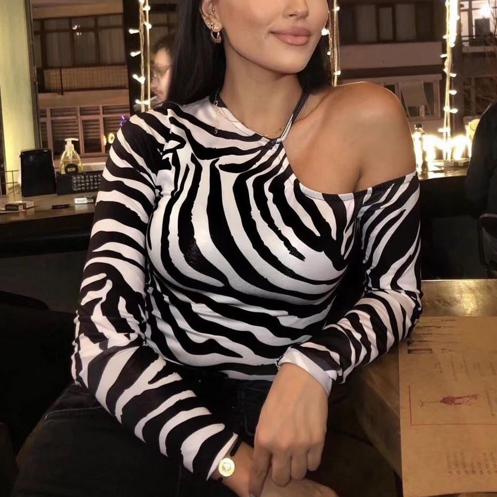 Women's Animal Print Off Shoulder Top