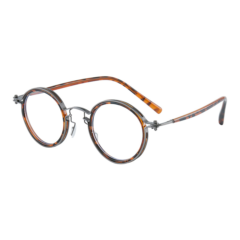 Title 4, Round Frame Myopia Retro Plain Mirror