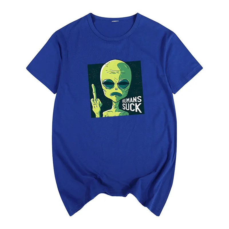Funny Spoof Cartoon Short-sleeved T-shirt For Men And Women - Dark Blue