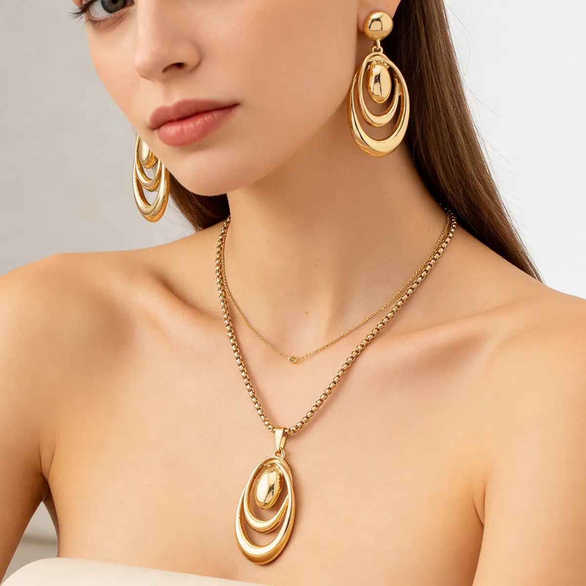 European American Women Jewelry Set, Niche Geometric