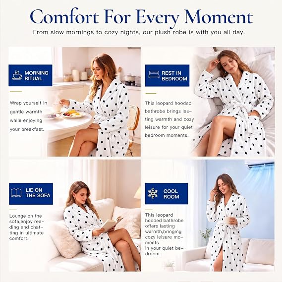 RONGTAI Womens Bathrobe Ladies Fleece Plush Warm Long Robes Nightgown Sleepwear — image 11