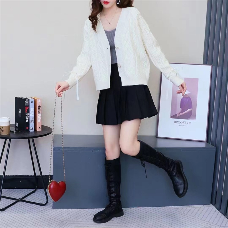 Korean Style Loose Lazy Sweater Short Lace Casual Top