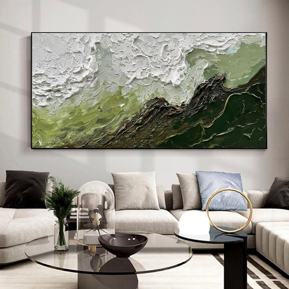 Hand Painted Large Sea Ocean Waves Texture Landscape Abstract Canvas Oil Painting Modern Living Room Decoration Mural