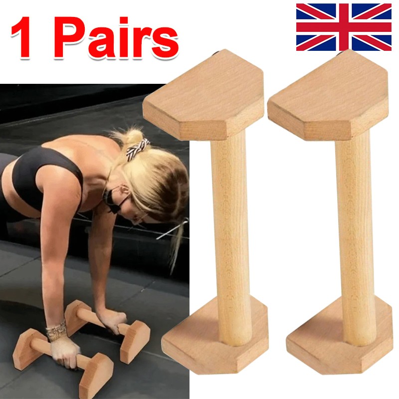 1 Pair 30cm Wooden Push Up Bars Parallettes Home Gym Workout Equipment — image 8