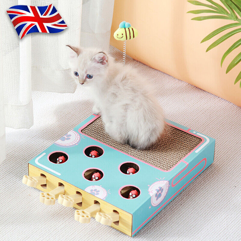 Cat Toy Whack-a-Mole Cat Scratching Board Toy Grinding Claw Rest Play Funny Cat