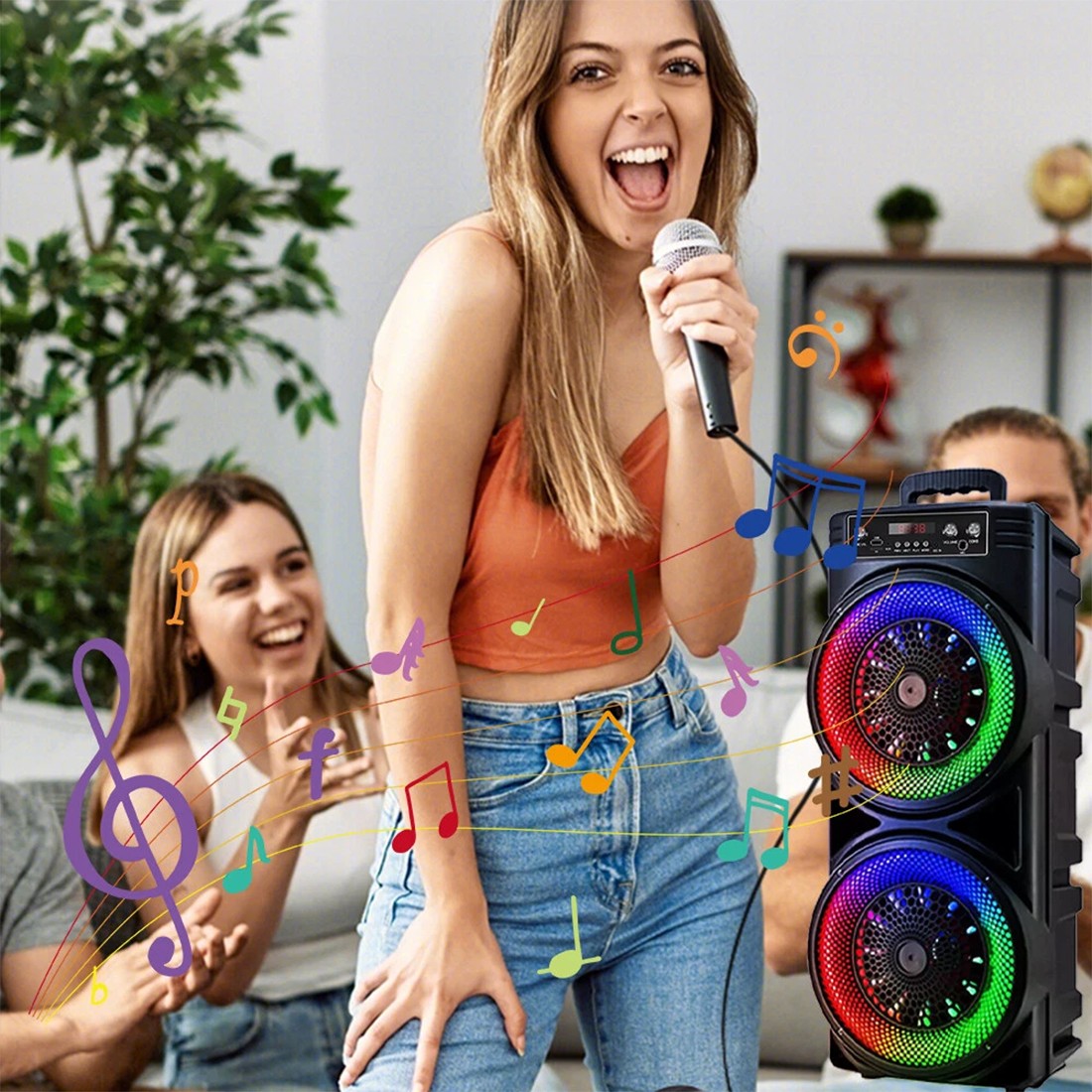 Portable Bluetooth Speaker Sub Woofer Heavy Bass Sound System Party Mic UK 13