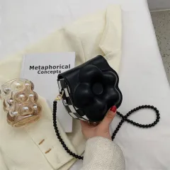 Mini Niche Design Flower Saddle Bag Fashion - Black - View 1