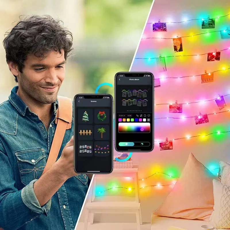 Christmas Light String Remote Control Point Control Line Light String Intelligent Lamp String Ambient Decor Lights – image 3