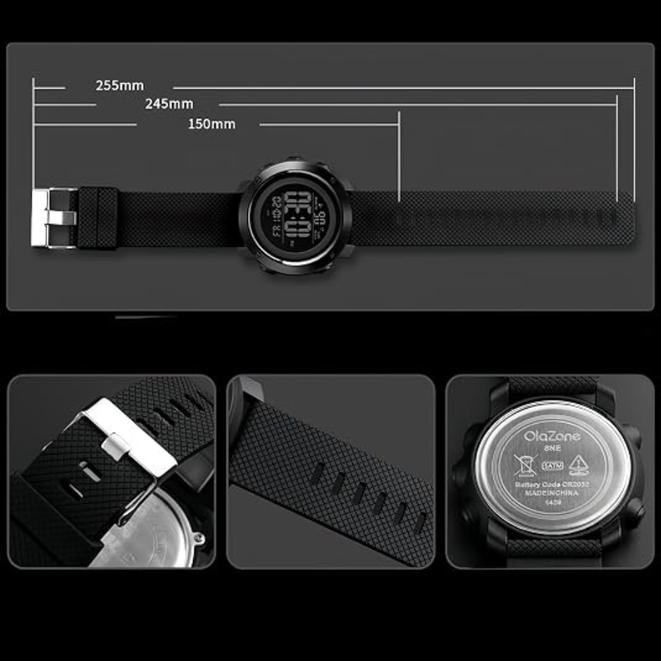Men's Digital Sports Watch, Waterproof Military Watch With Backlight 3