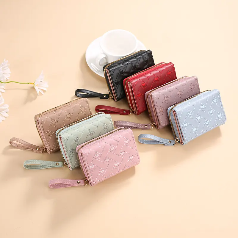 Short Style Small Purse Embroidery Coin Multi-card Buckle Zipper
