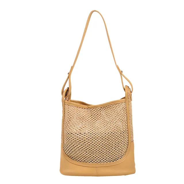 Women's Fashion Large Capacity Tote Straw Bag Yellow - Shop at LoveMi