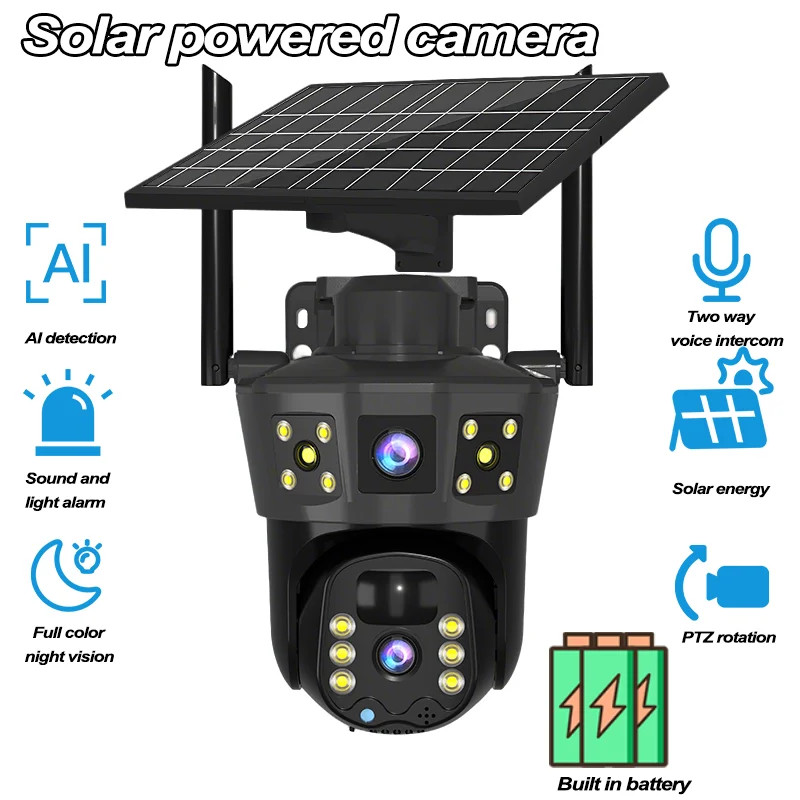 3 Screens Wireless Security Camera Wifi Solar Powered Voice PIR Cctv Outdoor UK 8