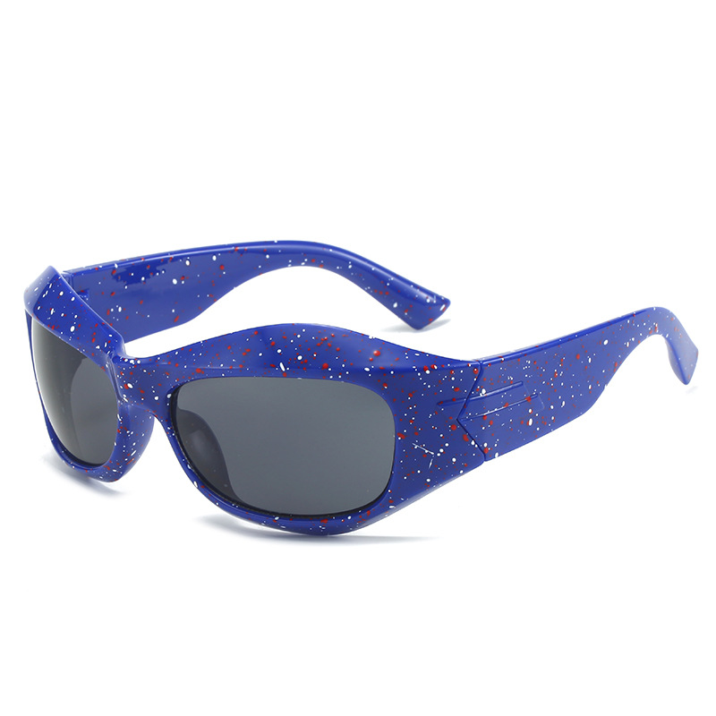 Dotted blue frame gray flake