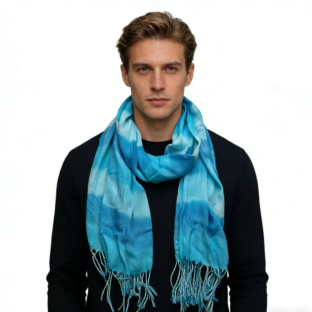 Turquoise Watercolor Printed Scarf