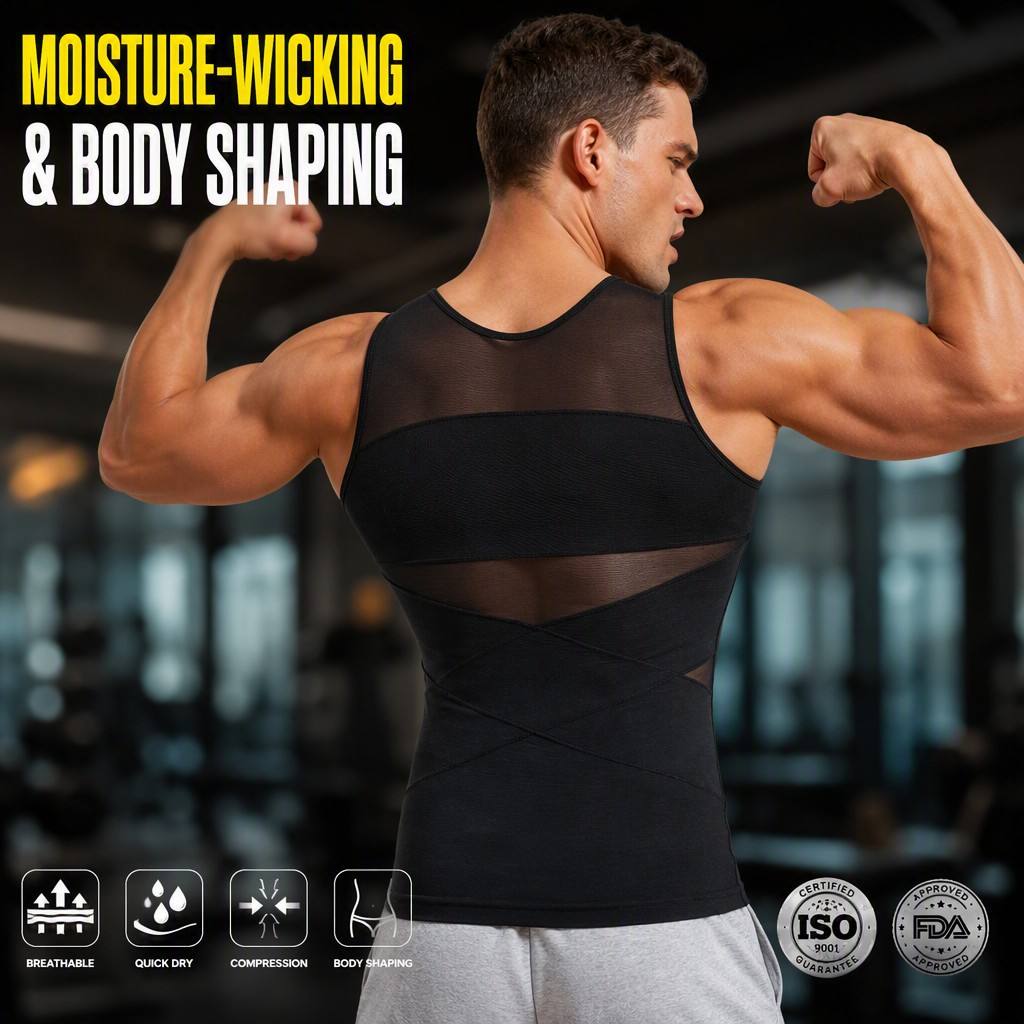 Men's Compression Tank Top Mesh Breathable Bodybuilding Gym Vest Quick Dry Workout Sleeveless Shirt Wholesale Factory Custom