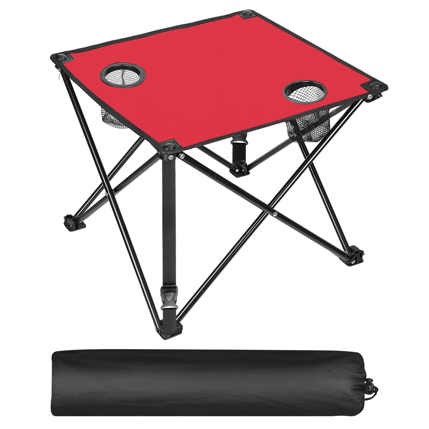 1Pc 2Pc Options Foldable Camping Table Portable Picnic Table Lightweight Travel Desk With 2 Cup Holders Carrying Bag Color Options Black Orange Green Red Blue Navy Blue image 50