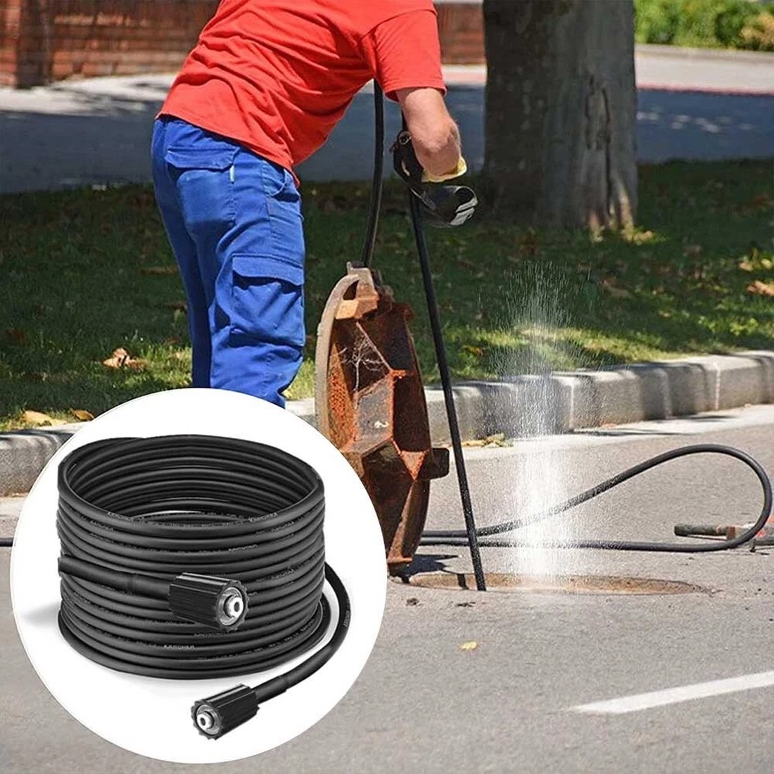 20-meter High-pressure Washer Hose M22-14 Series  Copper Threaded Connector