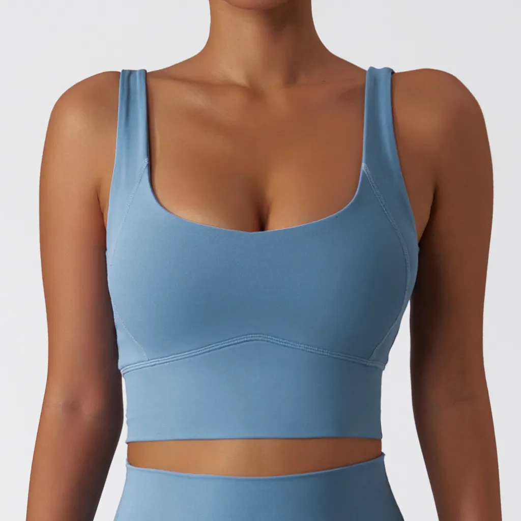 Breathable High-intensity Running Underwear Quick Drying Yoga Bra Female - Light Grey Blue