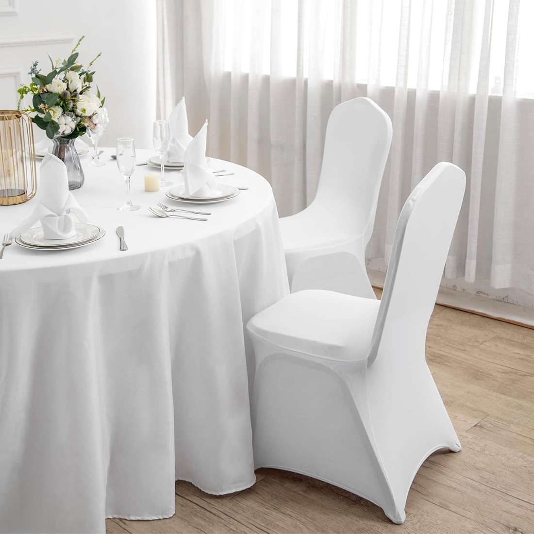 50PCS Stretch Spandex White Folding Chair Covers Gorgeous Formal Chairs — image 11