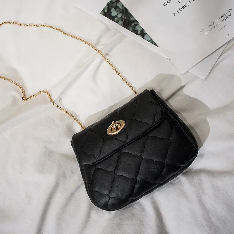 Women's Fashion Versatile Plaid Crossbody Bag - Black