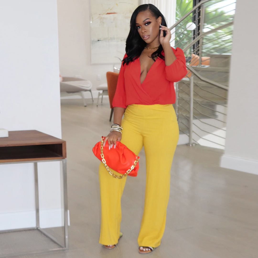 Women Casual Loose Candy Color Two-piece Suit