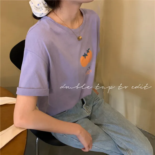 Summer Women's New Style Korean Loose Student Women's Short sleeved T shirt Blouse Purple - Shop at LoveMi