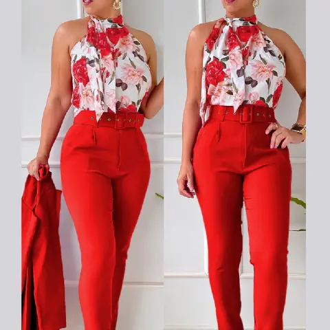 Women's Floral Vest Suit
