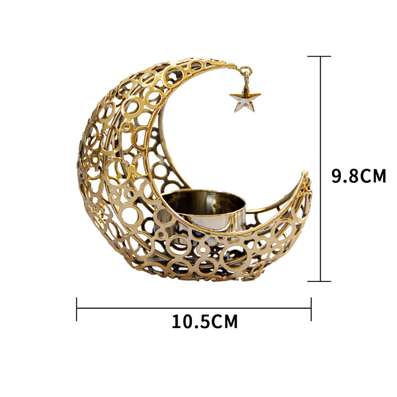 Crescent Moon & Star Candle Holder – Black & Gold Metal Home Décor - Image 5