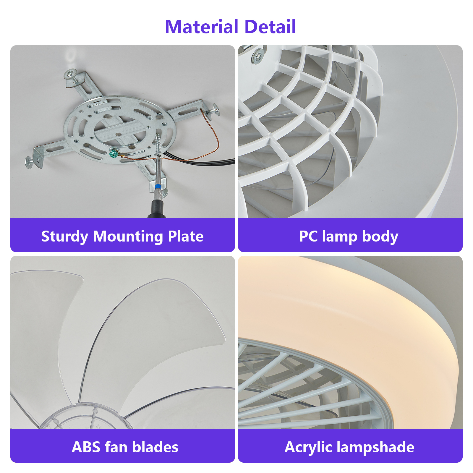 18 Inch Ceiling Fan With RGB Light Remote, Smart LED Ceiling Fans With Remote... 3