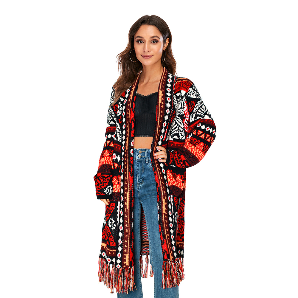Fringed Print Cardigan, picture 6 of 8