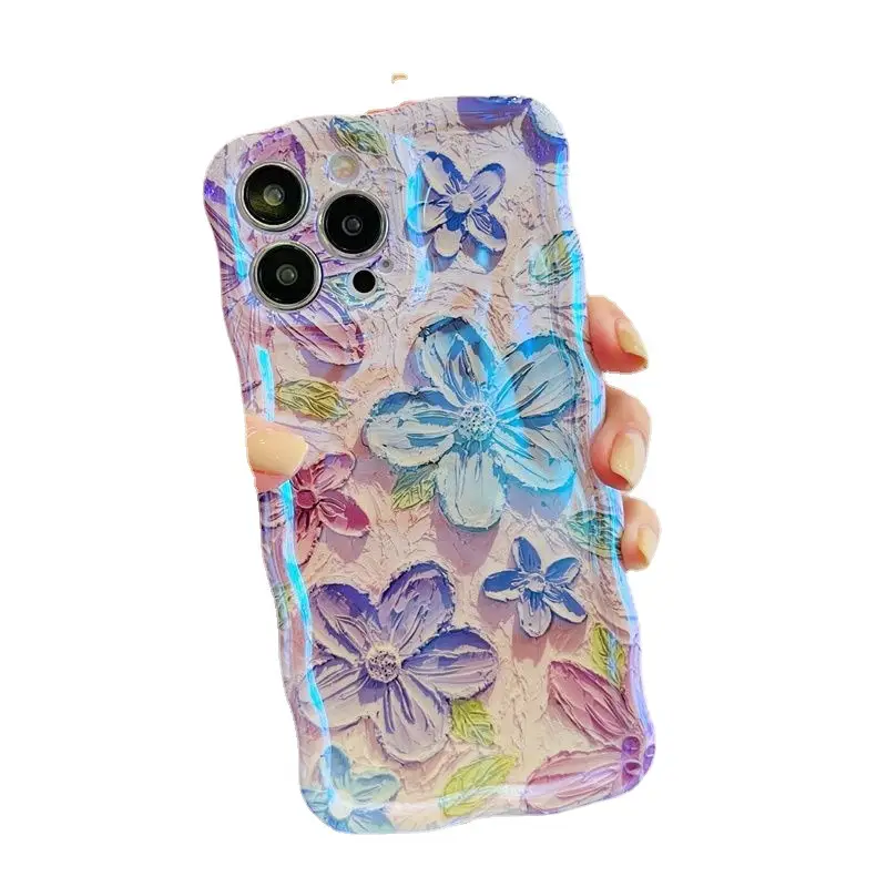 Blue Light Oil Painting Flower Phone Case
