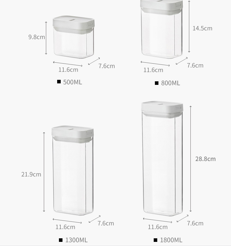 Прозрачный герметичный ящик для хранения банок Квадратная банка для хранения макарон