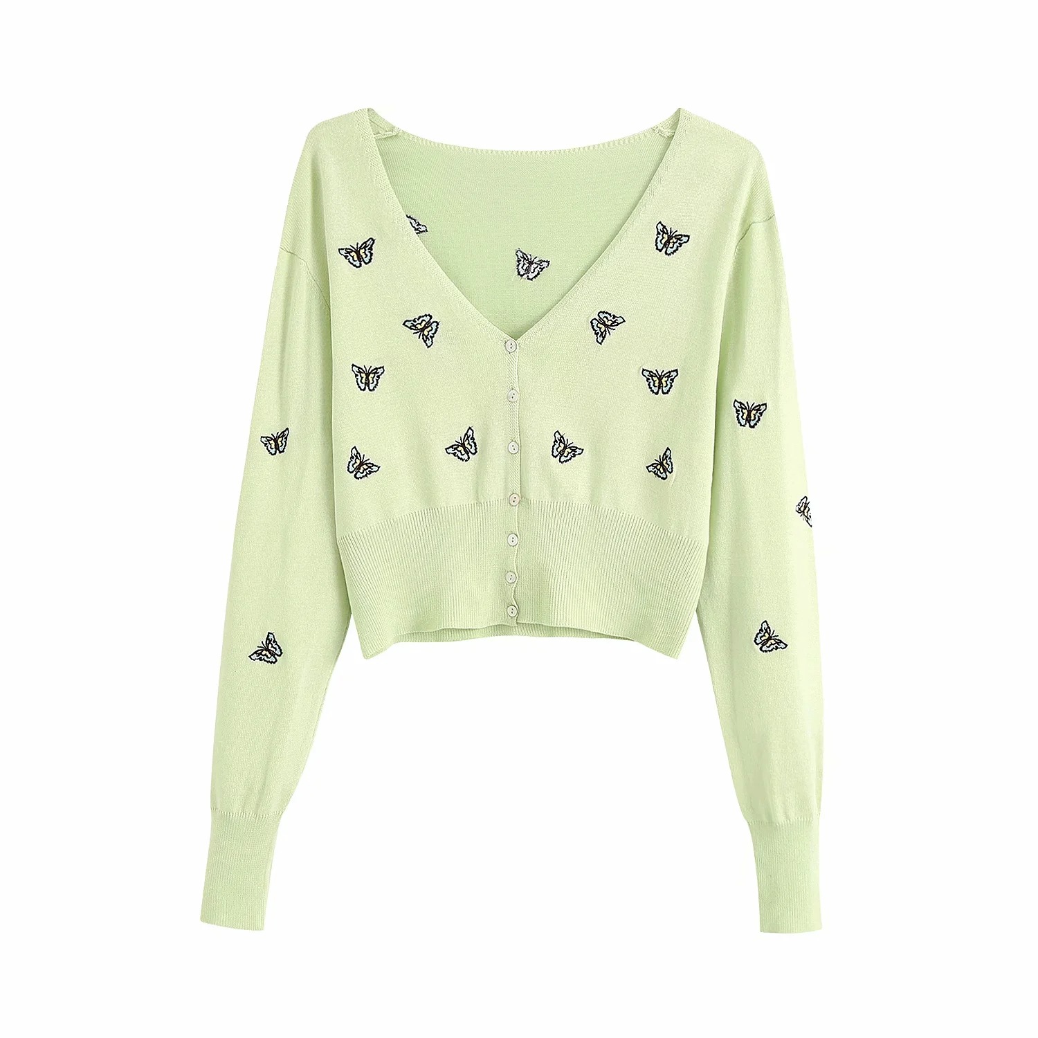 Title 5, Women Fashion Butterfly Embroidery Cropped Knit...