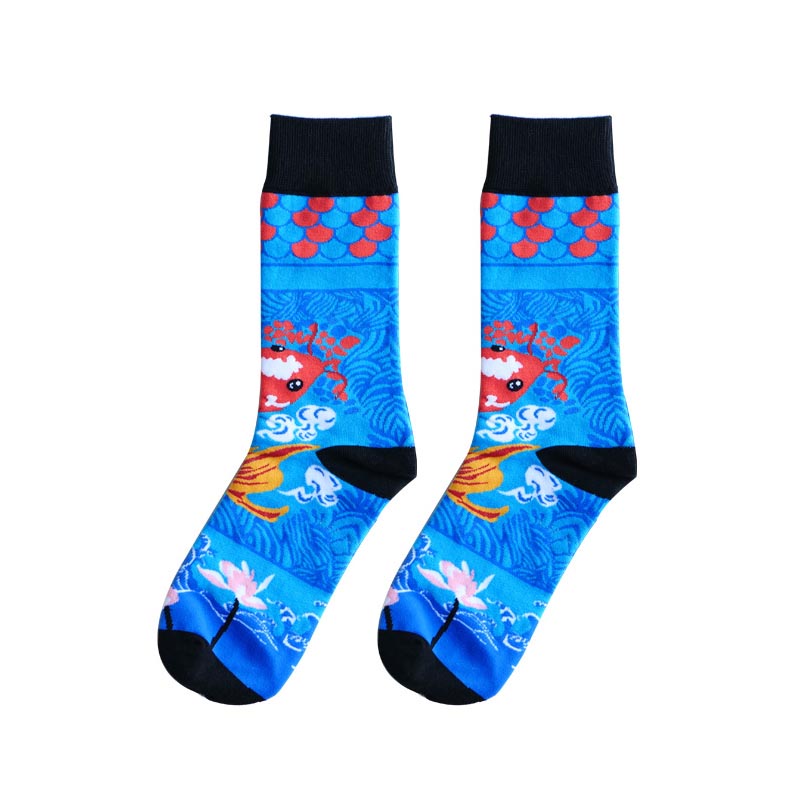 Title 14, Dragon Phoenix Crane Pattern Fashion Socks