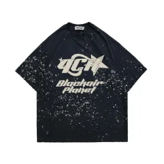 Ink Splash Street National Trend Print T-shirt - Blue - View 1