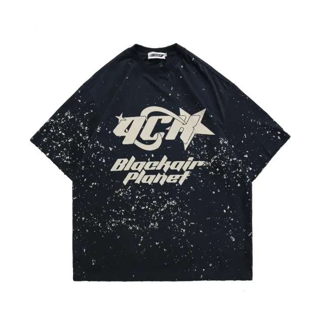 Ink Splash Street National Trend Print T shirt Blue - Shop at LoveMi